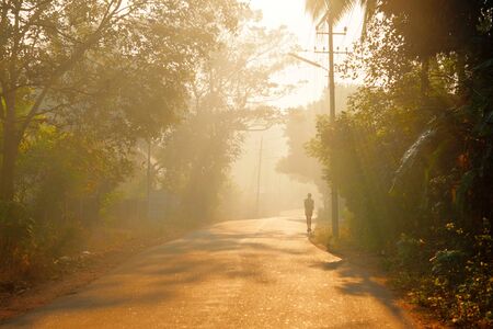 walking in the morningの写真素材