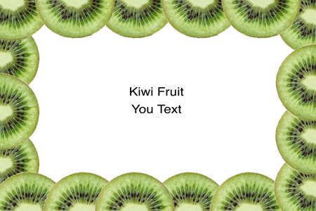 Texture background Slice of kiwi fruit isolated on white.の写真素材