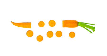 fresh carrots isolated on whiteの写真素材