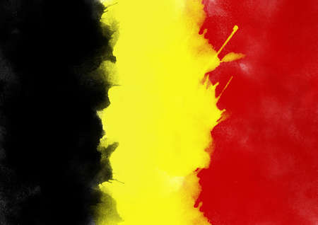colorful Belgium flag from watercolor, grunge styleの写真素材