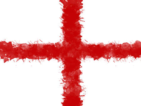 Flag of England by watercolor paint brush, grunge style