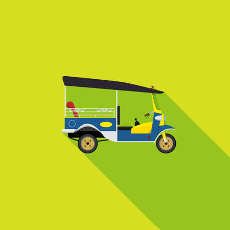 vector EPS10. tuk tuk is a local taxi vehicle with three wheels. ride tuk tuk is most popular activity for tourist in Bangkok for sightseeing attraction. isolated flat vectorのイラスト素材