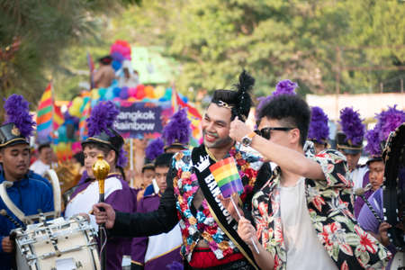 PATTAYA, THAILAND - FEBRUARY 9, 2019: LGBT oriented people take part in Pattaya Pride Rainbow...