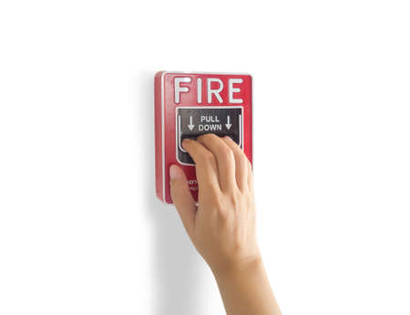 fire alarm notification appliance, hand pull down fire alarm system switch on the wall by manual for...