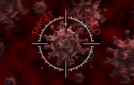 Coronavirus have been locked target to destroy. drug development and medical treatment to combat Coronavirus diseases (2019-nCoV or COVID-19).の写真素材