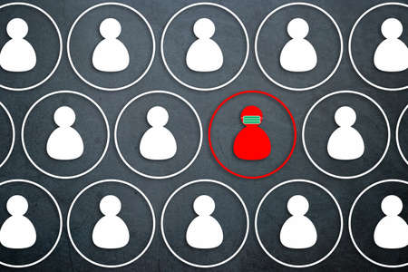 Social distance concept. Social distancing is deliberately increasing the physical space between people to avoid spreading illness during transmission of COVID-19 Coronavirus outbreak situationの写真素材