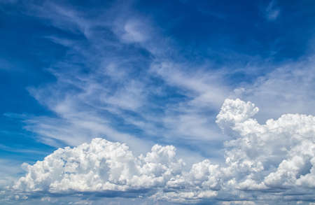 blue sky with white fluffy clouds. beauty nature scene background.