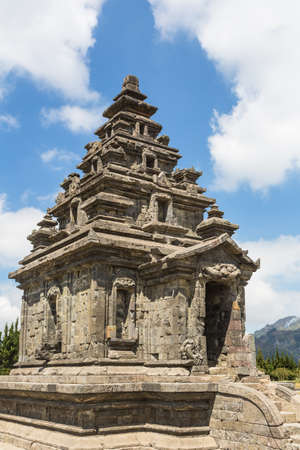 Arjuna temple in the Dieng Plateau near Wonosobo in central Java, Indonesia. These Hindu temples are...