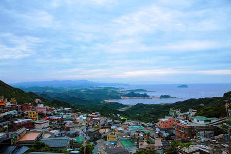 An evening view of jiufen Taiwanの写真素材