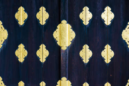 traditional style door in a Japanese temple in Kyotoの写真素材