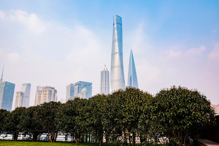 View of tall buildings and Shanghai tower in Shanghai.の写真素材