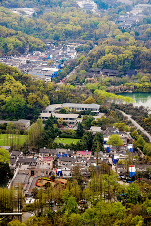 View of Hangzhou scenic area from aboveの写真素材