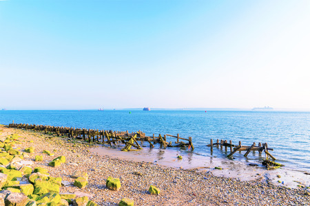 Portsmouth pebble beach on a sunny day