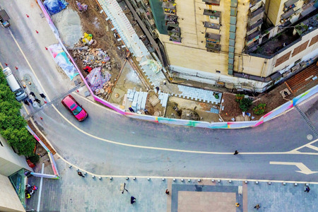 CHONGQING, CHINA - DECEMBER 29: Residential Street near Yangjiaping pedestrian street which is a popular shopping district in Chongqing municipality December 29th, 2014, in Chongqingのeditorial素材