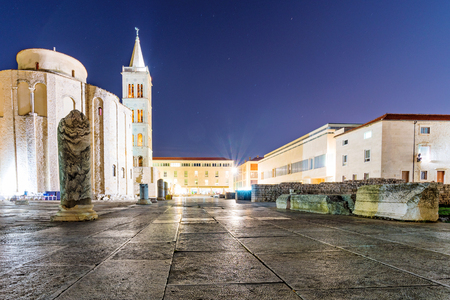 Zadar old town architecture at nightの写真素材