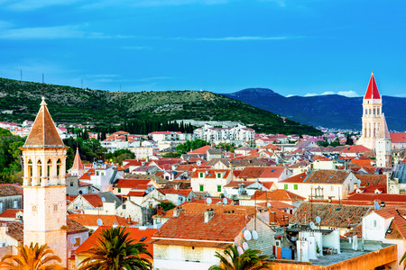 View of Trogir medieval architecture in the eveningの写真素材