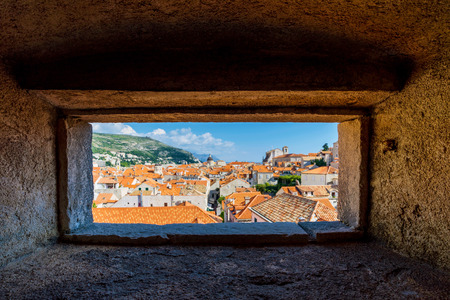 View of Dubrovnik old town from castle wallsの写真素材