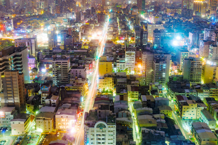 KAOHSIUNG, TAIWAN - NOVEMBER 24: This is a view of downtown Kaohsiung financial district at night on November 24, 2016 in Kaohsiungのeditorial素材
