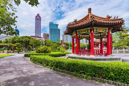 Traditional Chinese architecture in 228 parkのeditorial素材