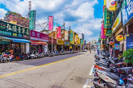 TAIPEI, TAIWAN - JUNE 26: This is an old street in Taipei near the Bopiliao historical block this street features many local restaurants and shops on June 26, 2017 in Taipeiのeditorial素材