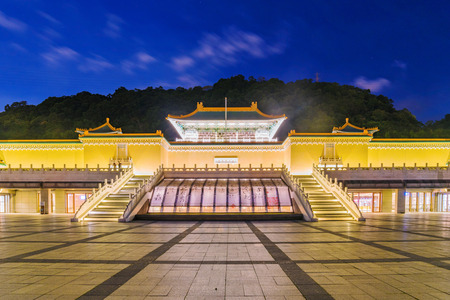 TAIPEI, TAIWAN - JULY 14: This is a night view of the National Palace Museum, a famous museum known for its Chinese and Taiwanese history on July 14, 2017 in Taipeiのeditorial素材