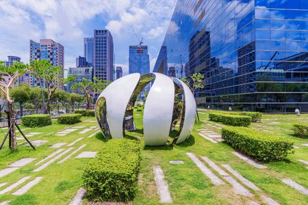 TAICHUNG, TAIWAN - JULY 18: This is the modern architecture of the new Taichung City Hall building in the downtown area on July 18, 2017 in Taichungのeditorial素材