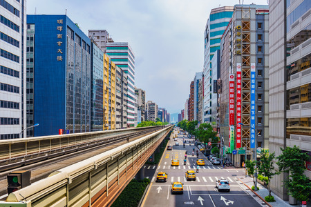 TAIPEI, TAIWAN - JUNE 09: This is the downtown area of Nanjing fuxing where many office buildings...