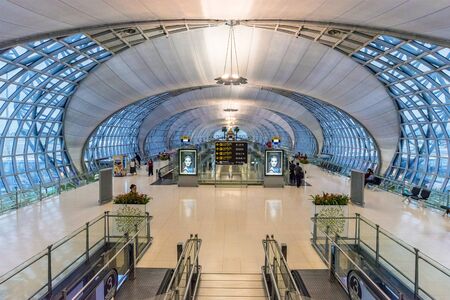BANGKOK, THAILAND - AUGUST 16: This is the interior architecture of Bangkok Suvarnabhumi international airport on August 16, 2017 in Bangkokのeditorial素材