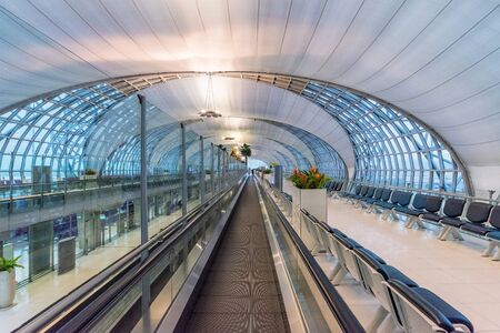 BANGKOK, THAILAND - AUGUST 16: This is the interior architecture of Bangkok Suvarnabhumi international airport on August 16, 2017 in Bangkokのeditorial素材