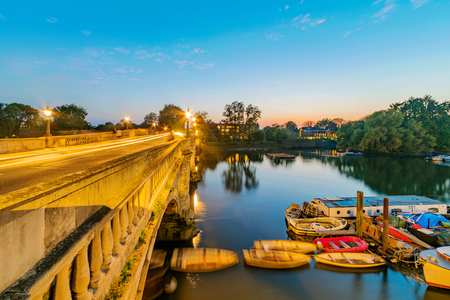 Evening view of Richmond bridge in Londonの写真素材