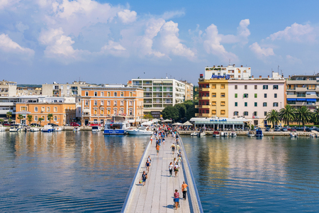 ZADAR, CROATIA - SEPTEMBER 14: View of the Zadar waterfront architecture and harbor area on September 14, 2016 in Zadarのeditorial素材