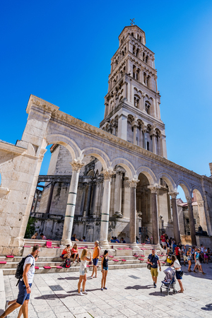 SPLIT, CROATIA - SEPTEMBER 17: View of Dicoletians palace a historic landmark and popular travel destination on September 17, 2016 in Splitのeditorial素材