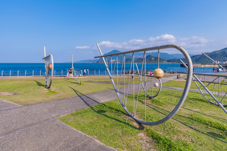 KEELUNG, TAIWAN - APRIL 04: Famous landmark in Badouzi seaside park where people come with to enjoy the seaside area on a sunny day on April 04, 2017 in Keelungのeditorial素材