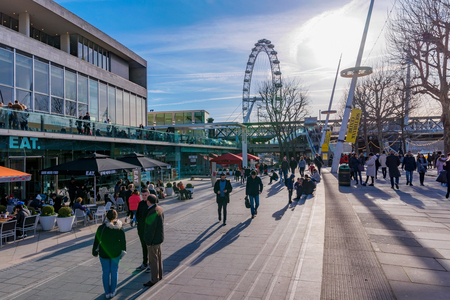 LONDON, UNITED KINGDOM - FEBRUARY 16: This is the exterior of Southbank Centra, a complex of galleries cafes and shops located in the downtown area on February 16, 2018 in Londonのeditorial素材