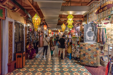 KUALA LUMPUR, MALAYSIA - JULY 21: Traditional Malaysian shops in Central Market, a popular place for shopping in the downtown area on July 21, 2018 in Kuala Lumpurのeditorial素材