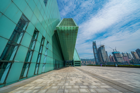 CHONGQING, CHINA - SEPTEMBER 19: This is the Chongqing Grand Theatre, a performing arts venue and famous landmark building on September 19, 2018 in Chognqingのeditorial素材