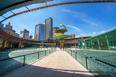 CHENGDU, CHINA - SEPTEMBER 28: Modern architecture at Tianfu Square downtown area on September 28, 2018 in Chengduのeditorial素材