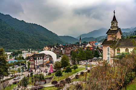 PENGZHOU, CHINA - OCTOBER 06: View of Bailu Town, a town known for its French architecture in the Sichuan Province on October 06, 2018 in Pengzhouのeditorial素材