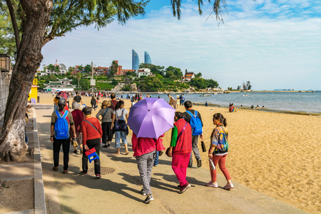 XIAMEN, CHINA -OCTOBER 12: This is a view of a sand beach in Gulangyu Island, a popular tourist destination on October 12, 2018 in Xiamenのeditorial素材