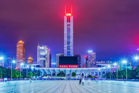GUANGZHOU, CHINA - OCTOBER 18: This is a night view of the Tianhe Sports Center Stadium, a popular sports center in the downtown area on October 18, 2018 in Guangzhouのeditorial素材