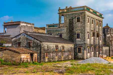 KAIPING, CHINA - OCTOBER 25: Traditional old Chinese village houses in the countryside near the Diaolou villages on October 25. 2018 in Kaipingのeditorial素材