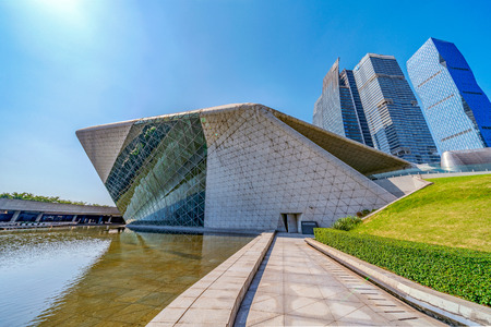 GUANGZHOU, CHINA - OCTOBER 27: This is the Guangzhou Opera House a famous landmark building in the downtown area on October 27, 2018 in Guangzhouのeditorial素材