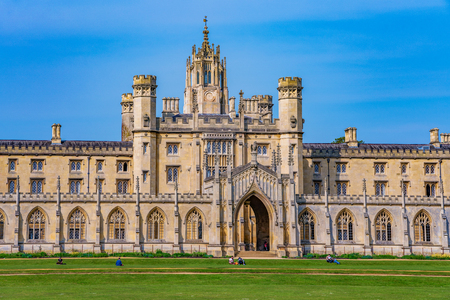 CAMBRIDGE, UNITED KINGDOM - APRIL 18: This is the architecture of the famous Trinity College, a popular travel destination and landmark on April 18, 2019 in Cambridgeのeditorial素材