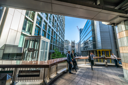 LONDON, UNITED KINGDOM - JUNE 27: This is Bastion Highwalk walkway in the City of London financial district on June 27, 2019 in Londonのeditorial素材