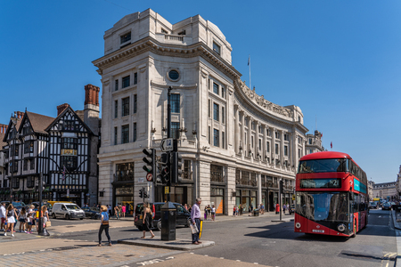 LONDON, UNITED KINGDOM - JULY 23: This is Regent Street, a famous shopping street and tourist destination on July 23, 2019 in Londonのeditorial素材