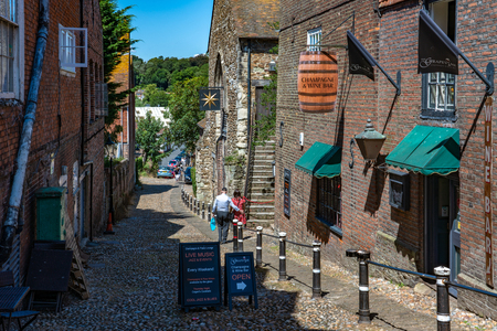 RYE, UNITED KINGDOM - JULY 29: This is an old cobblestone street in the historic town of Rye, a popular travel destination on July 29., 2019 in Ryeのeditorial素材