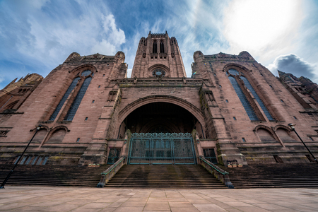 LIVERPOOL, UNITED KINGDOM - AUGUST 12: This is Liverpool Cathedral, an historic religious site and the largest cathedral in the UK on August 12, 2019 in Liverpoolのeditorial素材