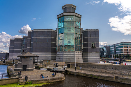 LEEDS, UNITED KINGDOM - AUGUST 13: This is the Royal Armouries Museum, which is a popular tourist destination at the Leeds Dock on August 13, 2019 in Leedsのeditorial素材