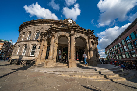 LEEDS, UNITED KINGDOM - AUGUST 13: This is the Corn Exchange building in leeds, an historic victorian building which is now a boutique shopping centre on August 13, 2019 in Leedsのeditorial素材