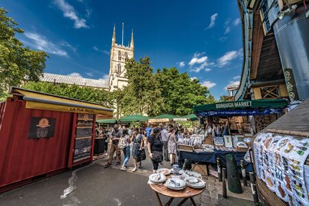 LONDON, UNITED KINGDOM - AUGUST 22: This is Borough Market, a traditional food market which is a popular tourist attraction on August 22, 2019 in Londonのeditorial素材